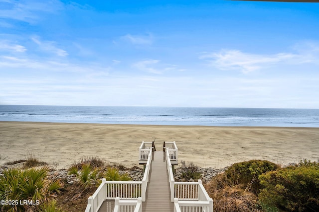 view of water feature featuring a view of the beach