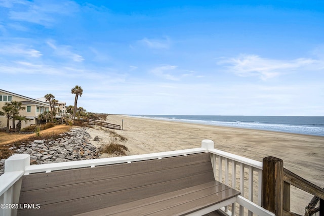 property view of water featuring a view of the beach