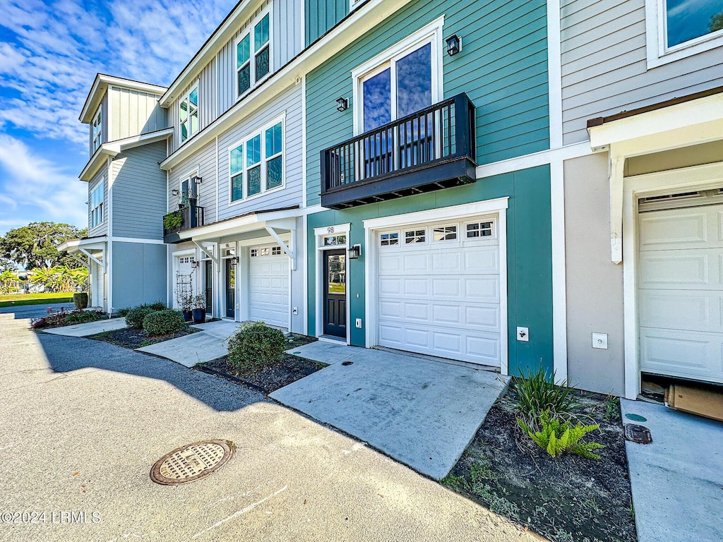 view of front of property with a garage