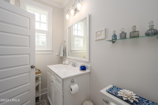 bathroom with toilet and vanity