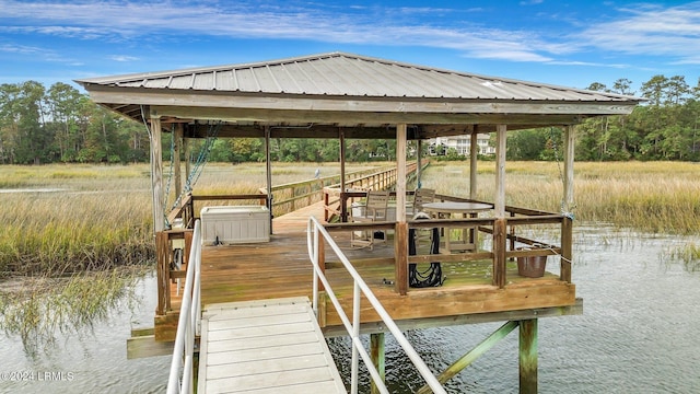 view of dock featuring a water view