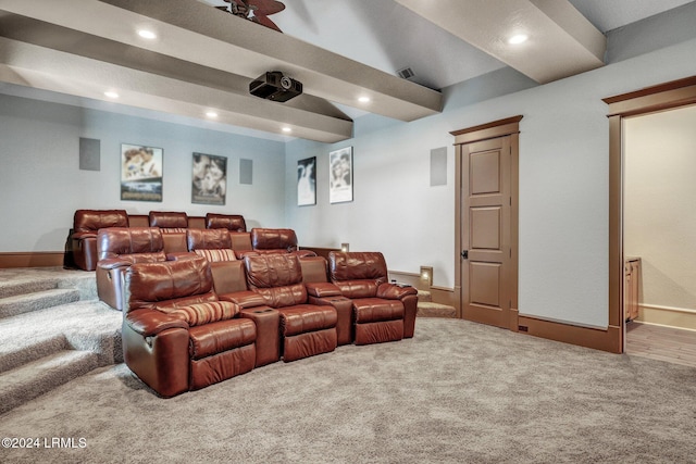 cinema room featuring carpet floors