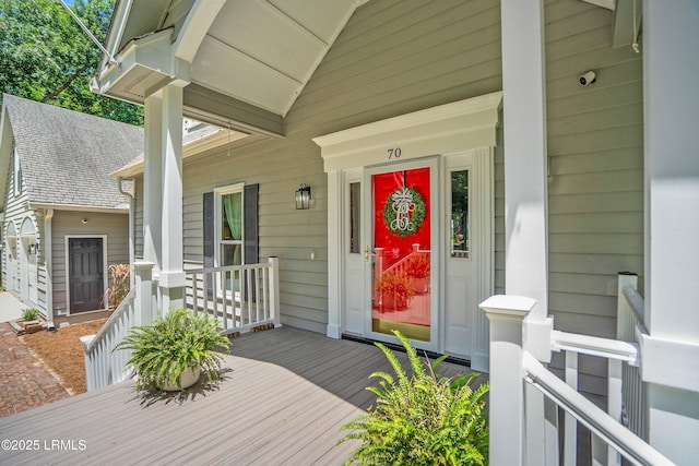 70 Dolphin Point Dr, Beaufort, SC 29907 - doorway to property featuring a porch and a security system
