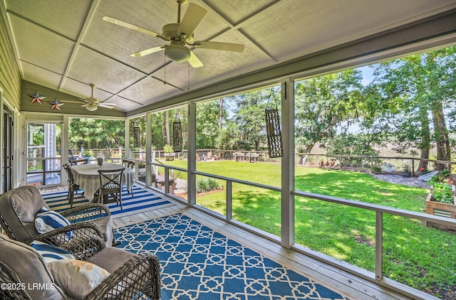 70 Dolphin Point Dr, Beaufort, SC 29907 - sunroom featuring ceiling fan and vaulted ceiling