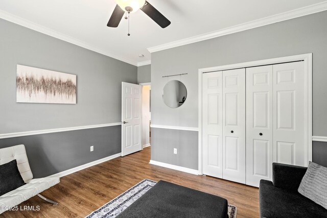 170 Pinecrest Cir, Bluffton, SC 29910 - unfurnished room with ornamental molding, wood finished floors, ceiling fan, and baseboards