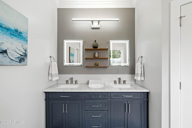 170 Pinecrest Cir, Bluffton, SC 29910 - full bathroom with crown molding and double vanity