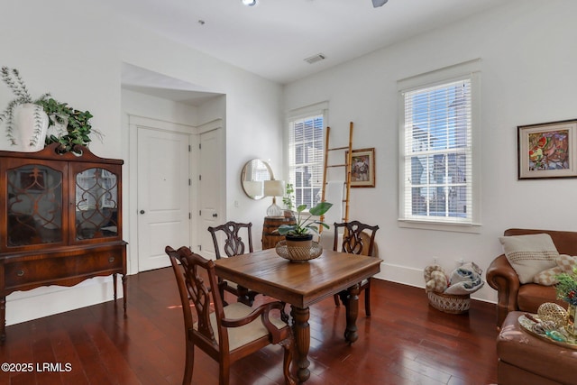 10 Abbey Row Unit 1A, Beaufort, SC 29906 - dining space with hardwood / wood-style floors, baseboards, and visible vents