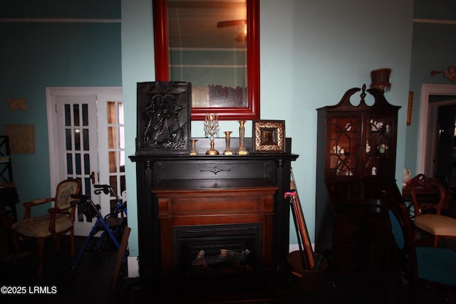 dining area featuring a fireplace