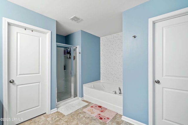 bathroom with plus walk in shower