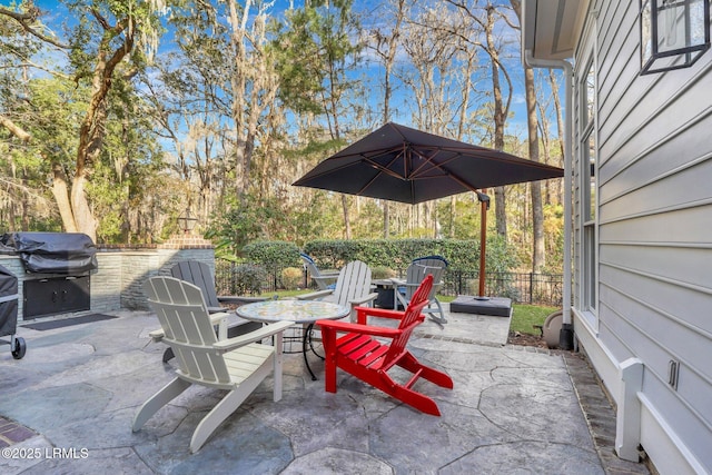 view of patio with a grill