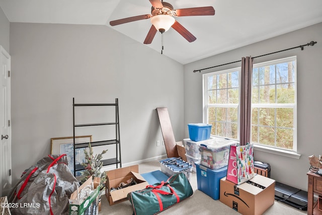 interior space featuring ceiling fan