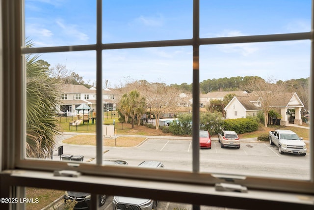 interior details with a residential view and parking