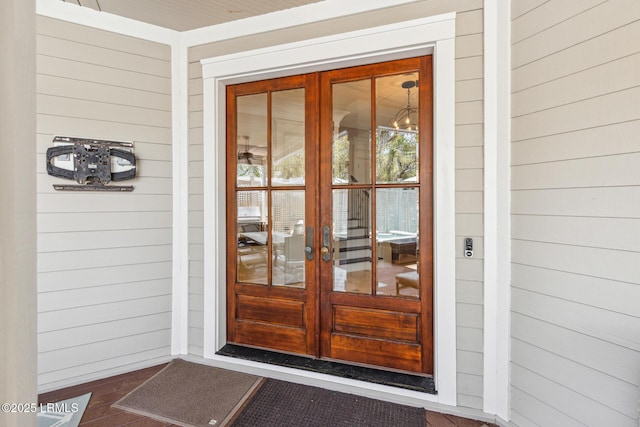 doorway to property with french doors