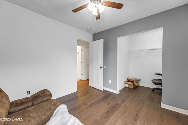 125 Harvest Cir, Bluffton, SC 29910 - living area with ceiling fan, wood finished floors, and baseboards