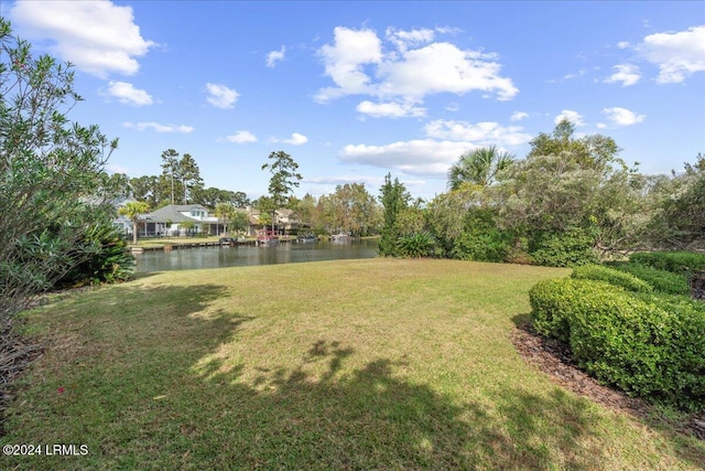 view of yard featuring a water view