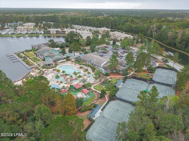 bird's eye view featuring a water view