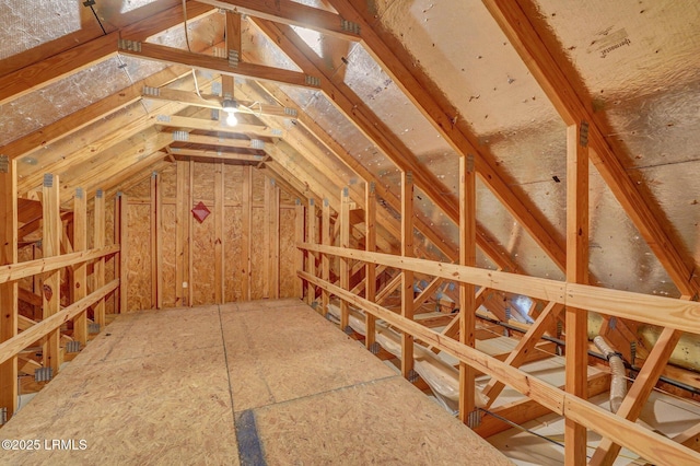 view of unfinished attic