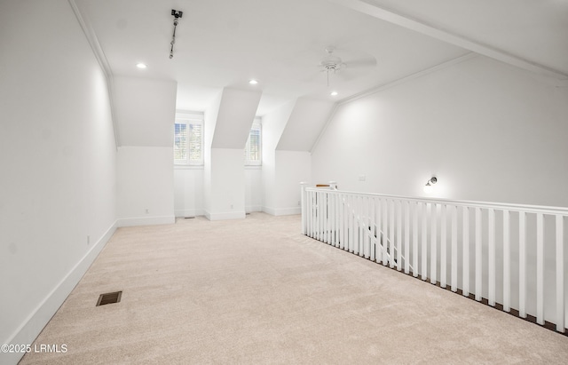 22 Harford Unit B, Beaufort, SC 29906 - additional living space featuring lofted ceiling, carpet flooring, a ceiling fan, and recessed lighting