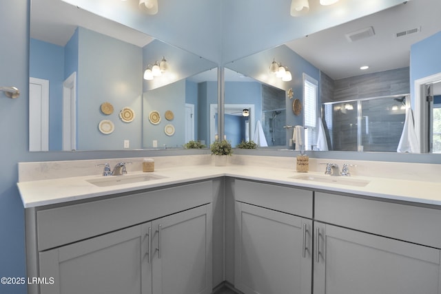 587 Hulston Landing Rd, Bluffton, SC 29909 - bathroom featuring double vanity and a stall shower