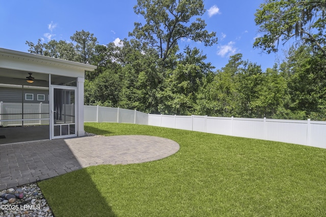 587 Hulston Landing Rd, Bluffton, SC 29909 - view of yard with a patio, a sunroom, and ceiling fan