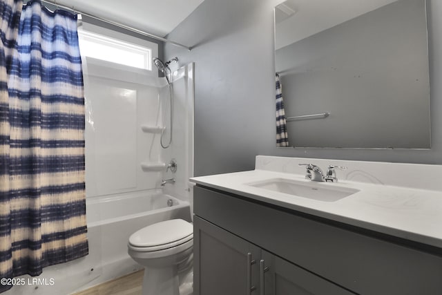 587 Hulston Landing Rd, Bluffton, SC 29909 - full bath featuring shower / bathtub combination with curtain, vanity, and wood finished floors