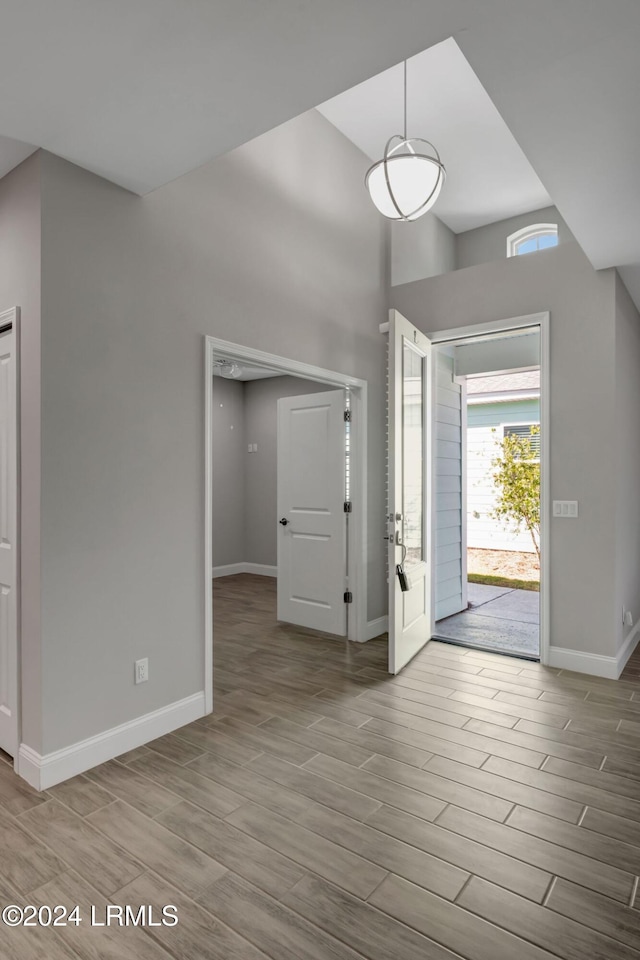 foyer with a towering ceiling