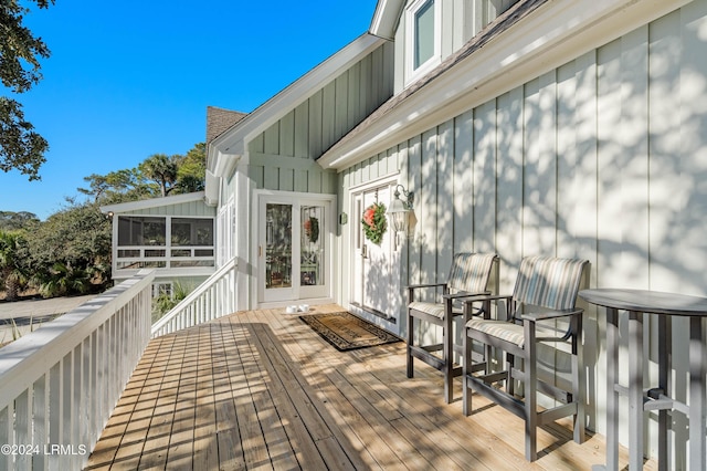 deck featuring a sunroom