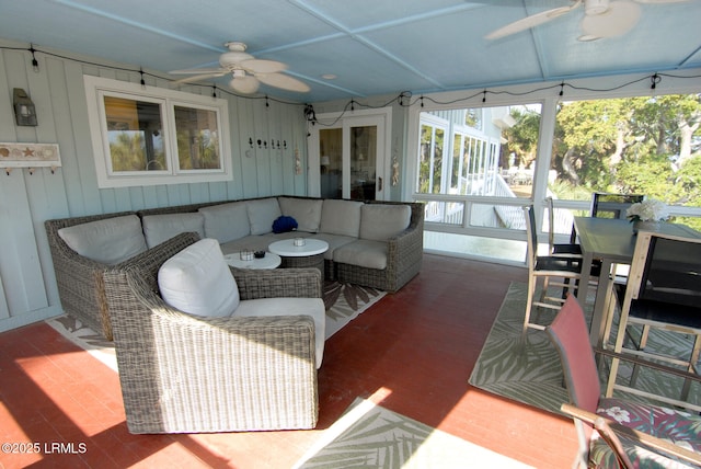 101 Ocean Point Dr, Fripp Island, SC 29920 - sunroom / solarium with ceiling fan and outdoor lounge area