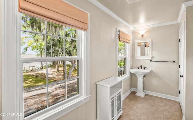 83 Sunset Blvd, Beaufort, SC 29907 - bathroom with ornamental molding, tile patterned flooring, and baseboards