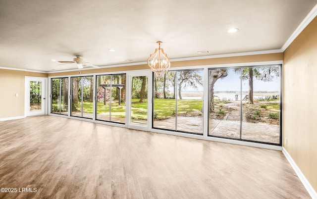 83 Sunset Blvd, Beaufort, SC 29907 - unfurnished room featuring crown molding, a water view, and baseboards