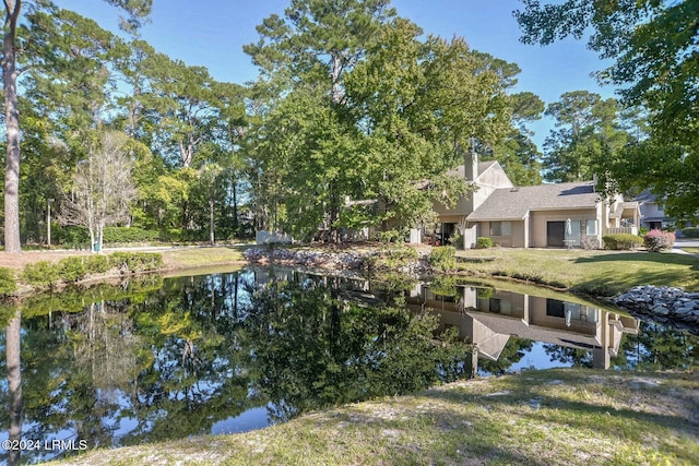 exterior space featuring a water view