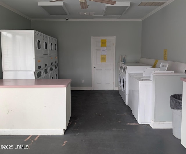 laundry room with washing machine and clothes dryer and stacked washer / drying machine