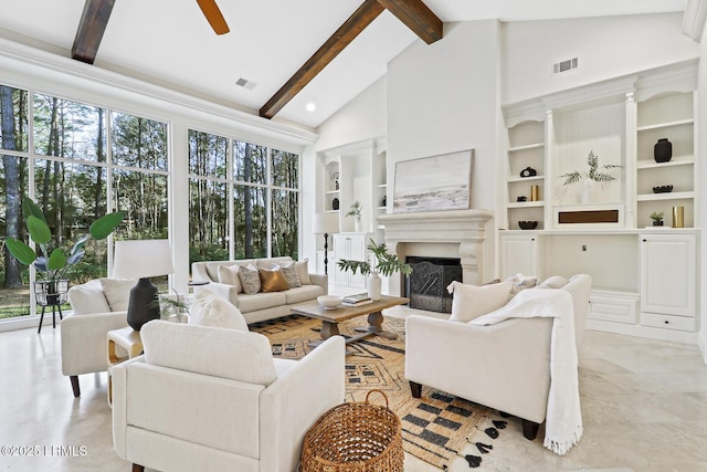 living room with visible vents and a wealth of natural light