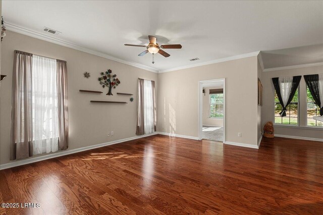 52 Summerplace Dr, Bluffton, SC 29909 - unfurnished room with ceiling fan, plenty of natural light, wood finished floors, crown molding, and baseboards
