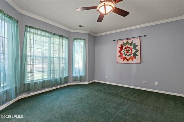 52 Summerplace Dr, Bluffton, SC 29909 - carpeted spare room with healthy amount of natural light, crown molding, a ceiling fan, and baseboards