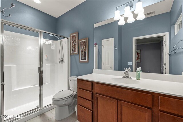 52 Summerplace Dr, Bluffton, SC 29909 - bathroom with a shower stall, toilet, vanity, and tile patterned flooring