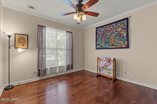 52 Summerplace Dr, Bluffton, SC 29909 - empty room with wood finished floors, ornamental molding, ceiling fan, and baseboards