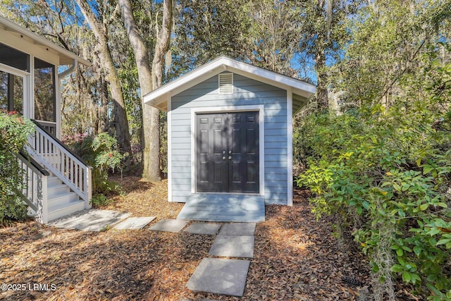 89 Bostick Cir, Beaufort, SC 29902 - view of shed featuring a sunroom and stairway