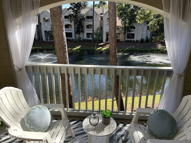 balcony with a water view