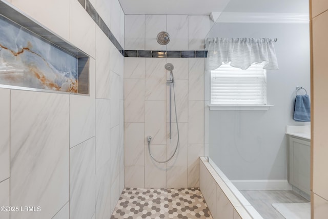 bathroom with a tile shower