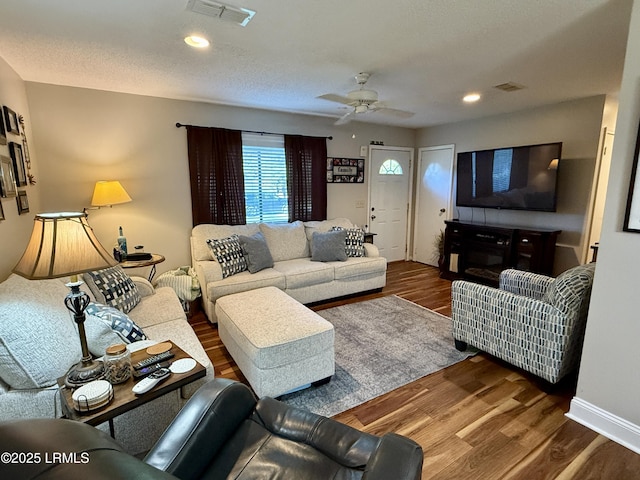 26 Mallard St, Ridgeland, SC 29936 - living room featuring wood finished floors, ceiling fan, and recessed lighting