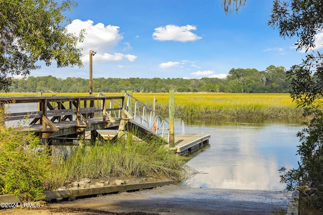 dock area featuring a water view