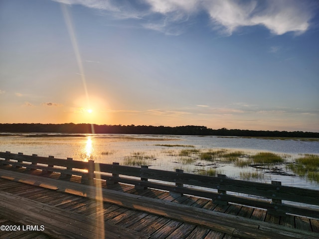 dock area featuring a water view