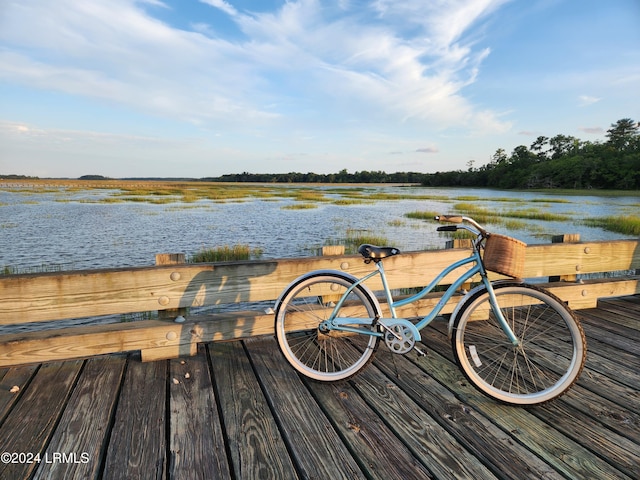 dock area featuring a water view