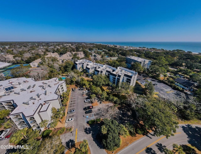 bird's eye view featuring a water view