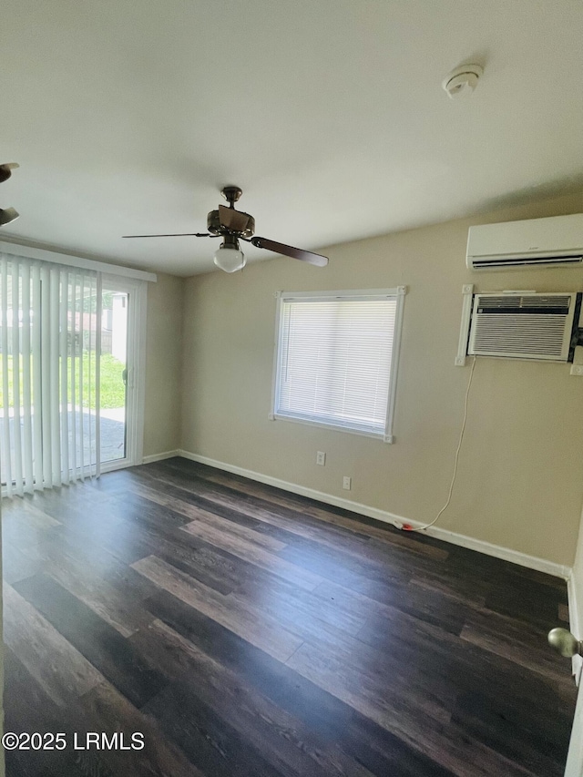 3005 Shell Point Rd, Beaufort, SC 29906 - unfurnished room with ceiling fan, wood finished floors, a wall mounted air conditioner, and a smoke detector