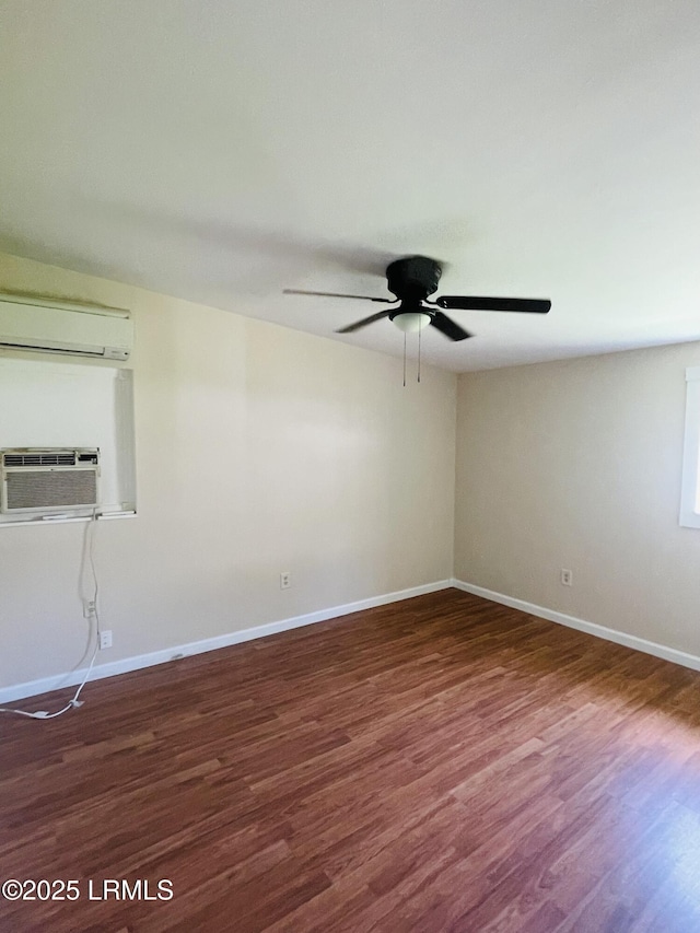 3005 Shell Point Rd, Beaufort, SC 29906 - empty room featuring a wall mounted AC, wood finished floors, and ceiling fan
