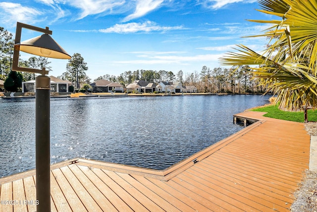 view of dock featuring a water view