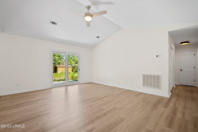 7 Grandiflora Ln, Beaufort, SC 29907 - empty room featuring lofted ceiling, a ceiling fan, light wood finished floors, and baseboards