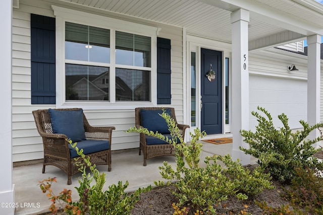 property entrance with a garage